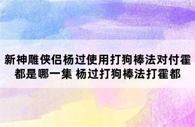 新神雕侠侣杨过使用打狗棒法对付霍都是哪一集 杨过打狗棒法打霍都